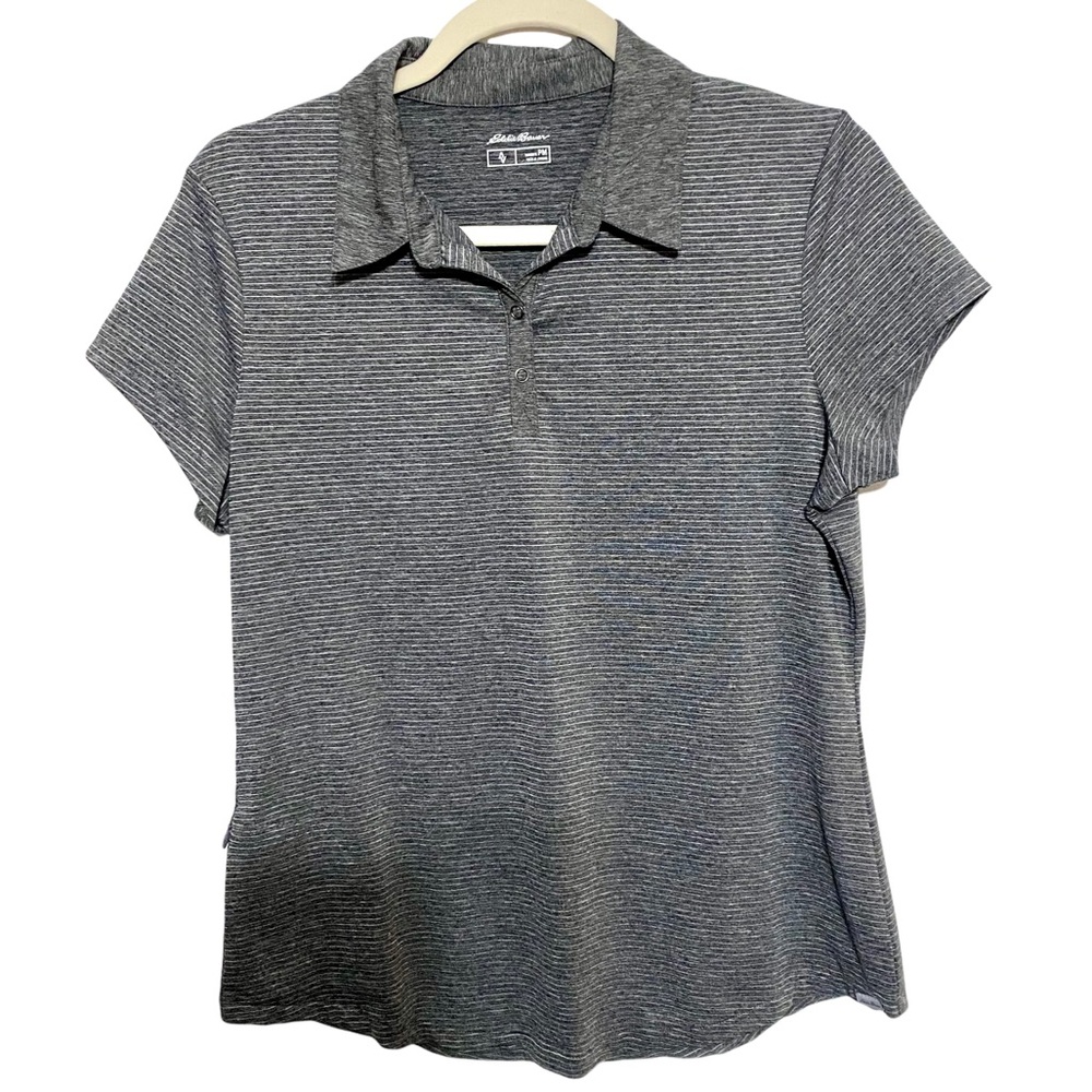 Eddie Bauer Gray Striped Athletic Polo